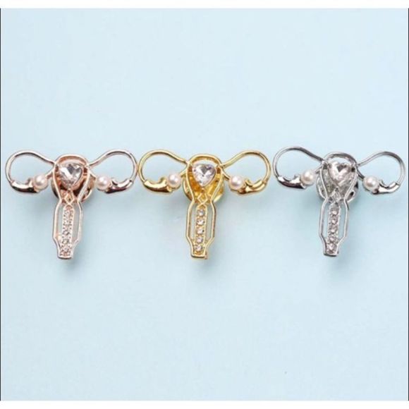 Female Reproductive Pin -Silver - Picture 6 of 9
